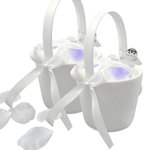 EinsSein 2X Cesta de Flores Boda Anna 17x26x13 Crema Arras cestos Mimbre Bodas decoración Decoracion cestas Bebe Anillos pequeña Porta alianzas Comprar cestitas Regalos vacias cesto Cojines Setas