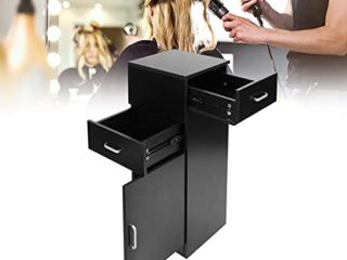 Ejoyous Mueble de Peluquería, Aparador, Mueble Auxiliar con 2 Cajones Y 1 Puerta, Mueble de Baño Negro, Estante de Baño, Mueble Multiusos, para Baño, Pasillo, SPA 38x36x90cm