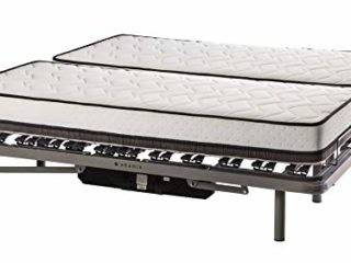 ekamia - Cama Articulada Eléctrica Doble Emparejada de Matrimonio con Colchón Delling - 150cm x 190cm, Mando con Cable