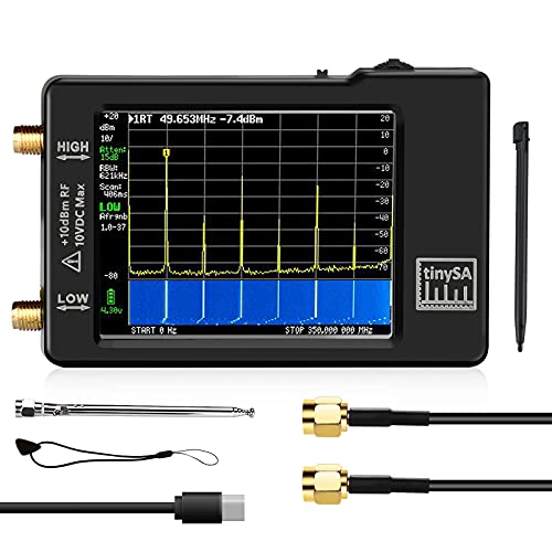 Elikliv Analizador de Espectro Diminuto de Mano Actualizado 100kHz - 960MHz TinySA con Pantalla 2,8" Protección ESD Versión V0.3.1_E