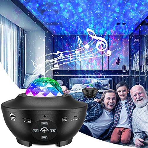 eLinksmart Proyector Estrellas, Lámpara de Nocturna & Océano con Múltiples Modos de Luz, Proyector Galaxy con Altavoz Bluetooth, Iluminación Nocturna para Niños con Temporizador