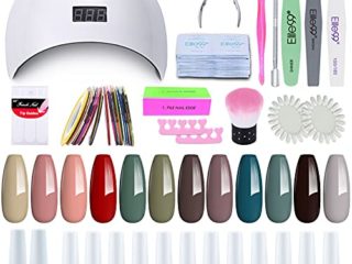 Elite99 Lámpara UV LED para Uñas 24w, 12 Colores Kit de Esmaltes Semipermanentes en Gel UV LED, Base y Top Coat, Removedor de Uñas 001