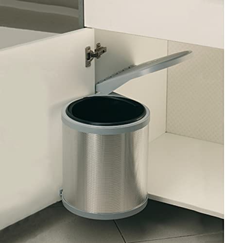 Elletipi Aro PPI607 / 1 Cubo de basura automático para debajo de la puerta del fregadero, Fijación lateral de la base, Plástico y acero, 27 x 27 x 32 cm, Acabado acero inoxidable