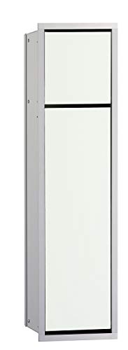 Emco Asis 150 974027840 - Armario Empotrado para baño, Color Cromo y Cristal Blanco, Armario Empotrado, bisagra de Puerta a Elegir, tamaño único