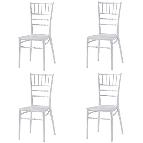 EME 4 Sillas Modelo Chiavari o Tiffany en Color Blanco. Incluye 4 sillas y 4 Cojines. Elegantes para Eventos, apilables y Muy Resistentes.