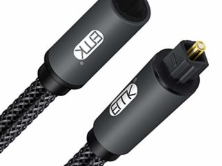 EMK - 2M Cable de extensión de cable óptico de audio Toslink hembra a macho, compatible con Sound Bar, Smart TV, Home Theater, PS4, Xbox y PlayStation