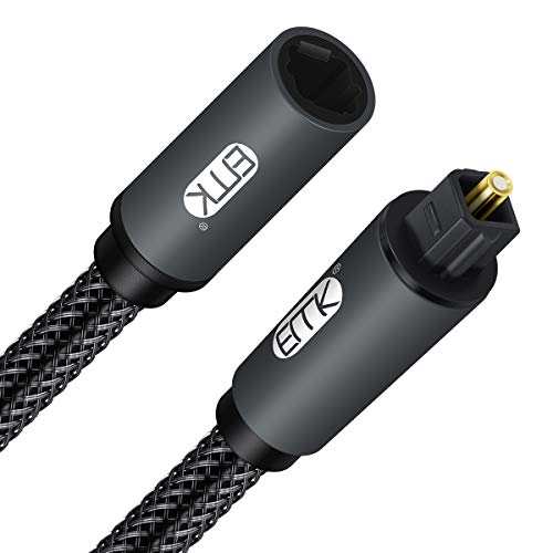 EMK - 2M Cable de extensión de cable óptico de audio Toslink hembra a macho, compatible con Sound Bar, Smart TV, Home Theater, PS4, Xbox y PlayStation