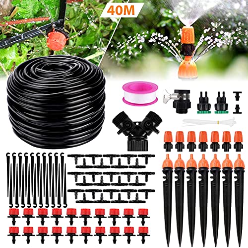 Emooqi Sistema de Riego de Jardín, 40M Goteros para Equipos de Riego Accesorios para Riego por Goteo Sistema de Riego DIY para Irrigación Riego para Jardín, Plantas de Patio - 90 Pcs