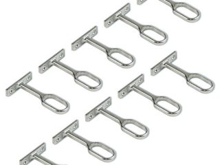 Emuca 7061007 Soporte Central para Barra de Armario Oval, Niquelado, Set de 10 Piezas