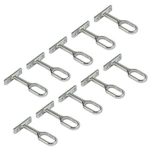 Emuca 7061007 Soporte Central para Barra de Armario Oval, Niquelado, Set de 10 Piezas