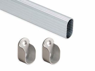 EMUCA - Kit de Barra de Armario Oval 950mm y Soportes, anodizado Mate, Lote de 2