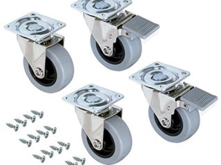 EMUCA - Lote de 4 Ruedas pivotantes para Mueble Ø50mm con Placa de Montaje y rodamiento de Bolas, Ruedas de Goma para Muebles Color Gris