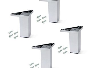 EMUCA - Pies para Muebles de plástico Gris Metalizado, Patas para Mueble, Lote de 4 pies de Altura 120mm con Tornillos de Montaje