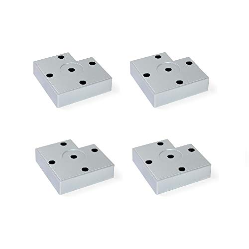 EMUCA Pies para muebles de plástico gris metalizado, Patas para mueble, Lote de 4 pies de altura 15 mm