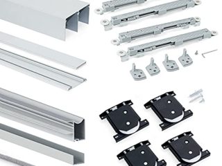 Emuca - Sistema corredero para armario 2 puertas rodadura inferior, espesor 16 mm, cierre suave, tableros no incluidos, perfiles aluminio, Anodizado mate