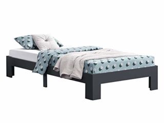 [en.casa] Cama de Pino Raisio 120 x 200 cm Cama Simple Cama Individual con Somier Capacidad de Carga 150 kg Gris Oscuro Lacado Mate