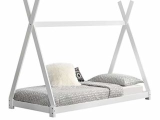 [en.casa] Cama para niños pequeños Cama Infantil 200 x 90cm Estructura Tipi de Madera Pino Blanco Mate