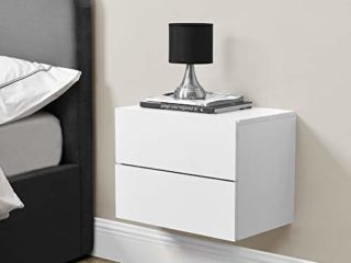 [en.casa] Estante con 2 cajones para Pared 40 x 29 x 30 cm Balda Flotante Mesita de Noche Armario para Pared Compartimentos Cajonera Blanco
