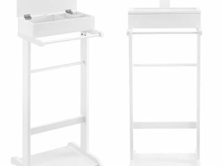 [en.casa] Galán de Noche para Colgar la Ropa 43,5 x 34,5 x 110 cm Perchero Barra con Caja de Almacenamiento MDF-Pino Blanco