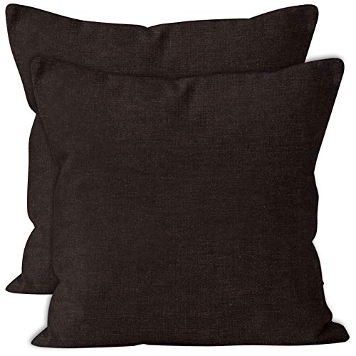 Encasa Homes Almohadas de Chenilla de Juego de 2 Piezas - Chocolate - 50 x 50 cm Color sólido Texturizado, Suave y Liso, Acento Cuadrado Cojín para el sofá, el sofá, la Silla