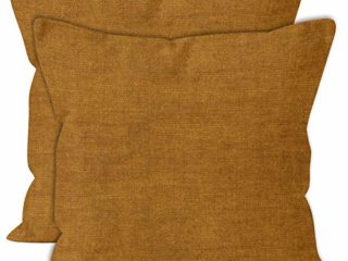 Encasa Homes Almohadas de Chenilla de Juego de 2 Piezas - Mostaza - 40 x 40 cm Color sólido Texturizado, Suave y Liso, Acento Cuadrado Cojín para el sofá, el sofá, la Silla