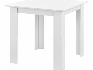 [en.casa] Mesa de Comedor Algermissen 80 x 80 x 76 cm Mesa de Cocina o Salón Cuadrada Escritorio para Oficina Mesa de Bistro para 4 Personas Blanco