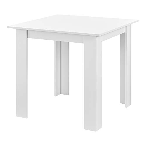 [en.casa] Mesa de Comedor Algermissen 80 x 80 x 76 cm Mesa de Cocina o Salón Cuadrada Escritorio para Oficina Mesa de Bistro para 4 Personas Blanco