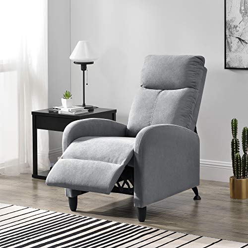 [en.casa] Sillón Relax Elegante Butaca Reclinable 102x60x92 cm Asiento cómodo Poliéster Gris Claro