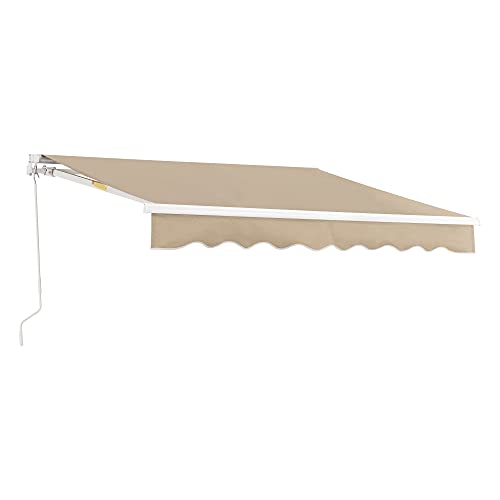 [en.casa] Toldo Articulado con Armazón 350 x 250 cm con Brazo Extraíble Toldo Enrollable Toldo Retráctil Manual Terraza Balcón Protector de Sol Parasol Manivela Beige