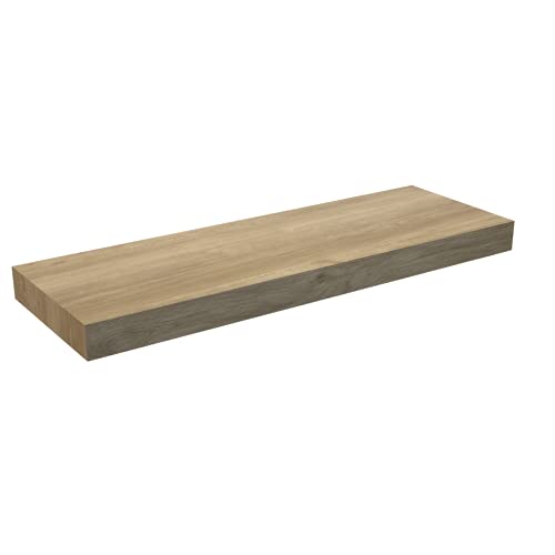 Encimera Baño Madera Suspendida | Encimera Flotante para Lavabos Sobre Encimera Baños | Fondo (46cm o 40cm ) | Espesor 8cm | 140 cm., Roble Natural (Fondo 46cm)