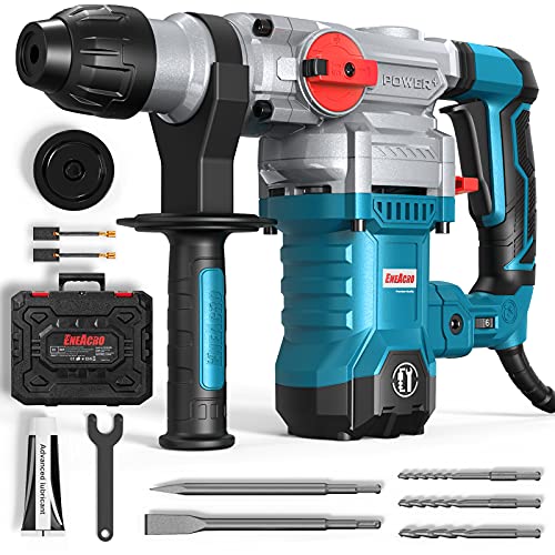 ENEACRO Martillo Perforador 1500W, 6J Energía de Impacto, 6 Velocidades，SDS Plus Mandril, 4 Funciones con Embrague de Seguridad& Control de Vibración Incluyendo Cinceles y Brocas con Caja