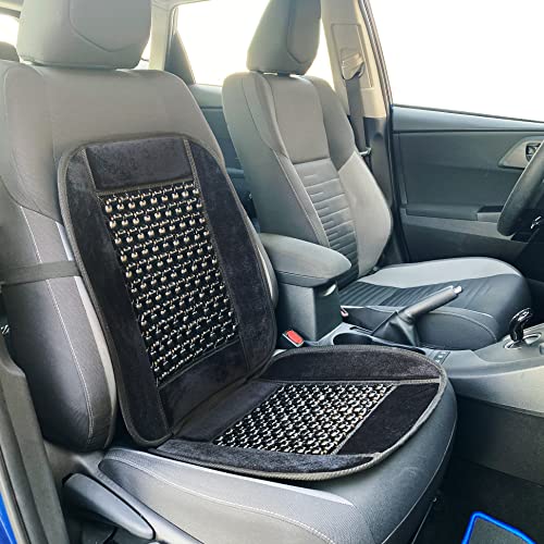 ENERFERO Funda Asiento del Coche con Bolas de Madera Negro, Respaldo de Asiento ergonómico, Asiento Coche Verano,Cojin Asiento Coche Transpirable,Protector de Silla para Coche Universal