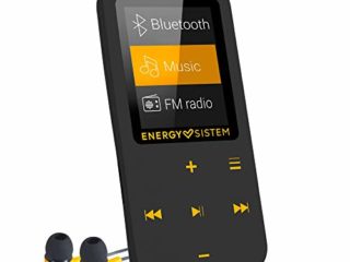 Energy Sistem Touch Amber - Reproductor MP4 con tecnología Bluetooth (16 GB, auriculares intrauditivos, radio FM, MicroSD) color negro y ámbar