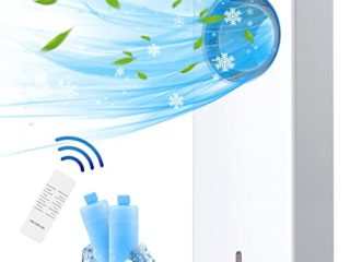 Enfriador de Aire, Aire Acondicionado Portátil 4 en 1 para Enfriar, Ventilador, Humidificar y Purificar, Diseño sin Aspas con Control Remoto, 3 Modos y 3 Velocidades, Temporizador de 8H