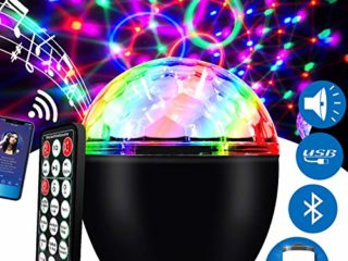 ENONEO Luces Discoteca 16 Colores Bola Discoteca con Cable USB LED Giratoria Luz de Fiesta Bola Fiesta Escenario con Bluetooth Control Remoto para Cumpleaños Discoteca Fiesta Bar Navidad Bodas (Black)