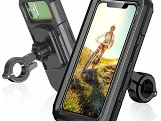 ENONEO Soporte Movil Moto Impermeable 360°Rotación Universal Soporte Movil Bicicleta con Pantalla Táctil Sensible Anti Vibración Soporte Telefono Bicicleta Montaña para 5.5-6.8" Móvil (Negro,l)