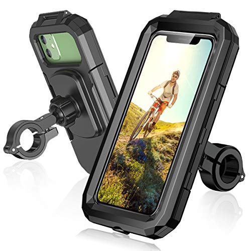 ENONEO Soporte Movil Moto Impermeable 360°Rotación Universal Soporte Movil Bicicleta con Pantalla Táctil Sensible Anti Vibración Soporte Telefono Bicicleta Montaña para 5.5-6.8" Móvil (Negro,l)
