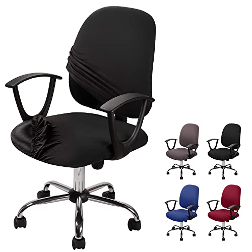 Eozakavod Fundas para sillas Oficina Cubierta de la Silla Fundas Elástica Funda Elástica para Silla Removible Modernas Estilo Simplista Funda de Silla Funda Universal para Silla giratoria (Negro, 1)