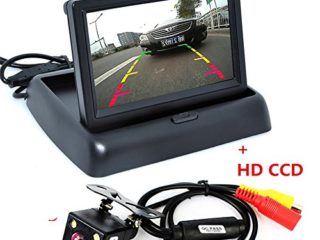 ePathChina 1 Unidades plegable de alta resolución 4.3 "TFT LCD mini monitor de coche con visión trasera cámara de respaldo para vehículo sistema de estacionamiento de marcha atrás