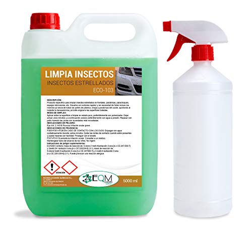 EQM SOLUCIONES QUIMICAS | ECO-103 | 5L | Limpiador de Insectos estrellados en Frontales, Parabrisas y Parachoques | Los disuelve Muy fácilmente | Limpia Mosquitos Coche