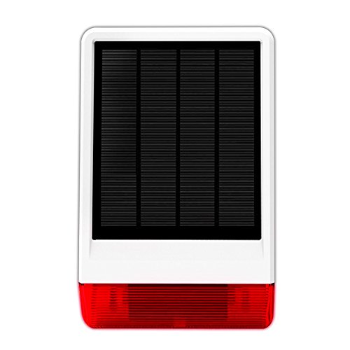 ERAY JD-W06 Sirena Solar Inalámbrica para Exteriores Impermeable 120db con Luz Flash, Compatible con el Sistema de Alarma ERAY WM3FX y WS1N