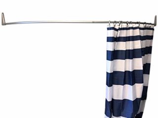 Erica Barras para Cortinas de Ducha Curvadas de 140x140cm, Barra para Fijar a la Pared de la Bañera, sin Fijación al Techo, Revestimiento de Plástico Plateado Mate Libre de PVC, 100% Inoxidable