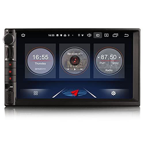 Erisin 7" Android 10.0 Estéreo de Automóvil Navegación de Automóvil Universal 2Din Radio de Coche GPS Sat Nav Apoyo Bluetooth WiFi 4G Dab+ RDS Enlace Espejo TPMS CarPlay Android Auto