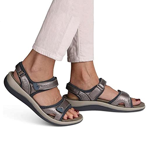 ERUXUGB Sandalias ortopédicas para Mujer, Alivio del Dolor en el pie, Sandalias ortopédicas con Soporte para el Arco, Sandalias de Playa Huecas con Boca de pez Plana (champán,41)