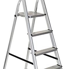 Escalera de Aluminio Plegable multifunción Antideslizante, Ligera y Resistente (5 Peldaños)