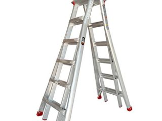 Escalera Extensible Articulada Telescópica Plegable Profesional 4x6 peldaños en Aluminio | Extensible hasta 6,10 Metros, Tijera 3,05 Metros | Escalera Multiusos Extensible 12+12 peldaños, Peso 20,2 Kg