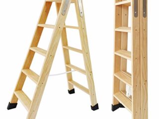 Escaleras Tijera de Madera Pino Doble Subida Certificadas. Ideal para Profesionales Pintor, Escayolista, Electricista o hasta para su hogar! (5 Peldaños)