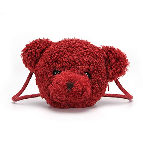 Esdlajks Monedero de la Mochila de para Las Mujeres Mochila para Niñas Kawaii Bear Pull Hoters Bag Bolsa De Dibujos Animados Animal Messenger Bag Backpack para Niños (Color : Red)