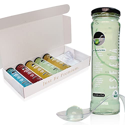 Esfera Mixología Molecular - Esferificaciones Cocteles Preparados - Estuche 5 Sabores Cocteleria Premium ideal para Regalo Cesta Gourmet - Kit Gastronomia Molecular lista para servir en casa