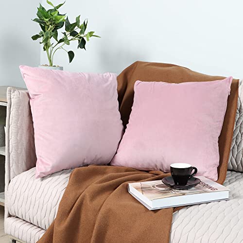ESIPOSS Fundas de cojín, Fundas de cojín de Terciopelo, Fundas de Almohada cuadradas Suaves con Cremallera Invisible, decoración del hogar, 45 x 45 cm, para Sala de Estar, sofá, Dormitorio (Rosa)